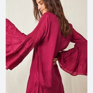 Free People - Elegant Pink Magenta Bell Sleeve Dress